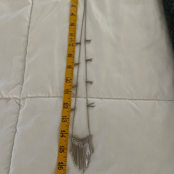 Long Silver Metal Fringe Necklace by Bancroft - Picture 4 of 4